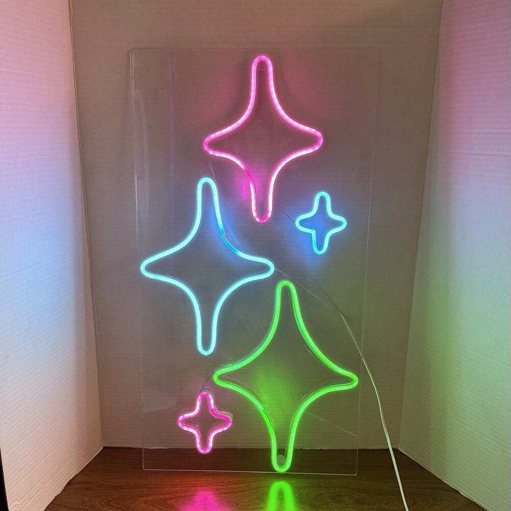 Stars Neon Sign for Wall Decor LED Shining Star Neon Signs 13”x24”